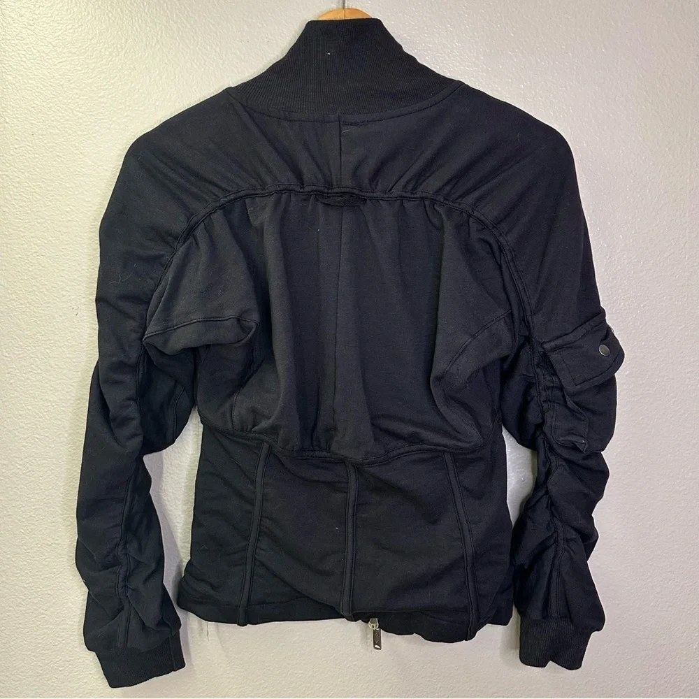 NEW Free People Movement Foundation Ruched Seam Jacket in Black Bomber Jacket
